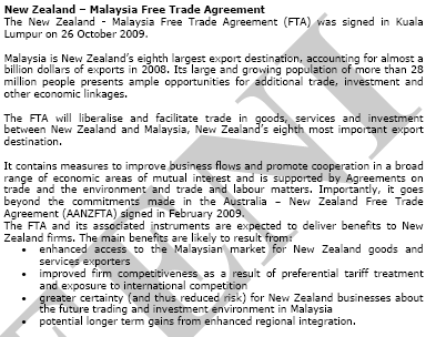 اتفاق نيوزيلندا ماليزيا